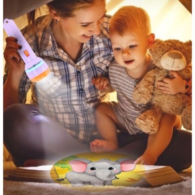 Hàng loại 1 - Đồ chơi đèn pin chiếu hình, 24 hình có sẵn cho bé.