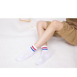 Set 5 Đôi Tất Nữ Cổ Cao In Kẻ Sọc TK01