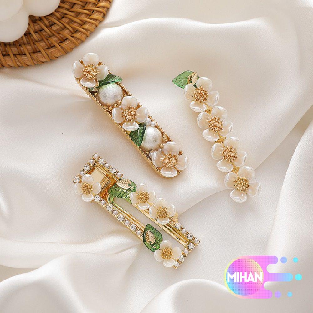 Kẹp tóc hình hoa lá cây đính ngọc trai nhân tạo thời trang cho nữ