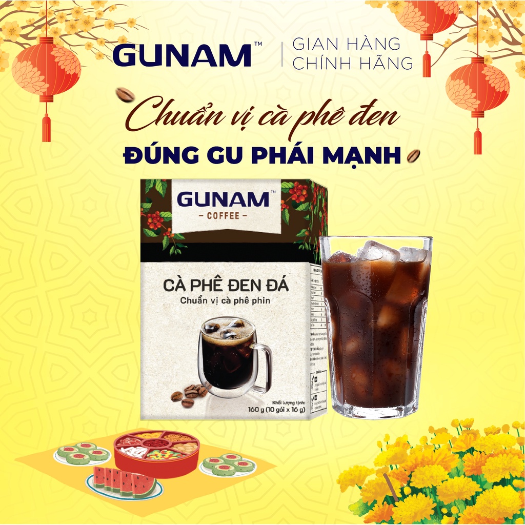 Cà phê hòa tan GUNAM cà phê đen đá (hộp 10 gói x 16g)