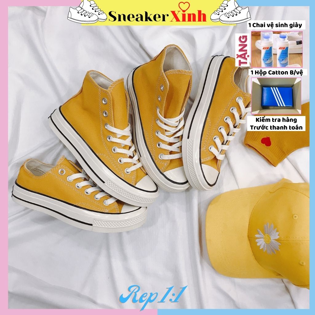 Giày cổ thấp converse vàng, giày conver vảng thấp đi học, đi chơi siêu xinh bền rẻ SneakerXinh Store CV6
