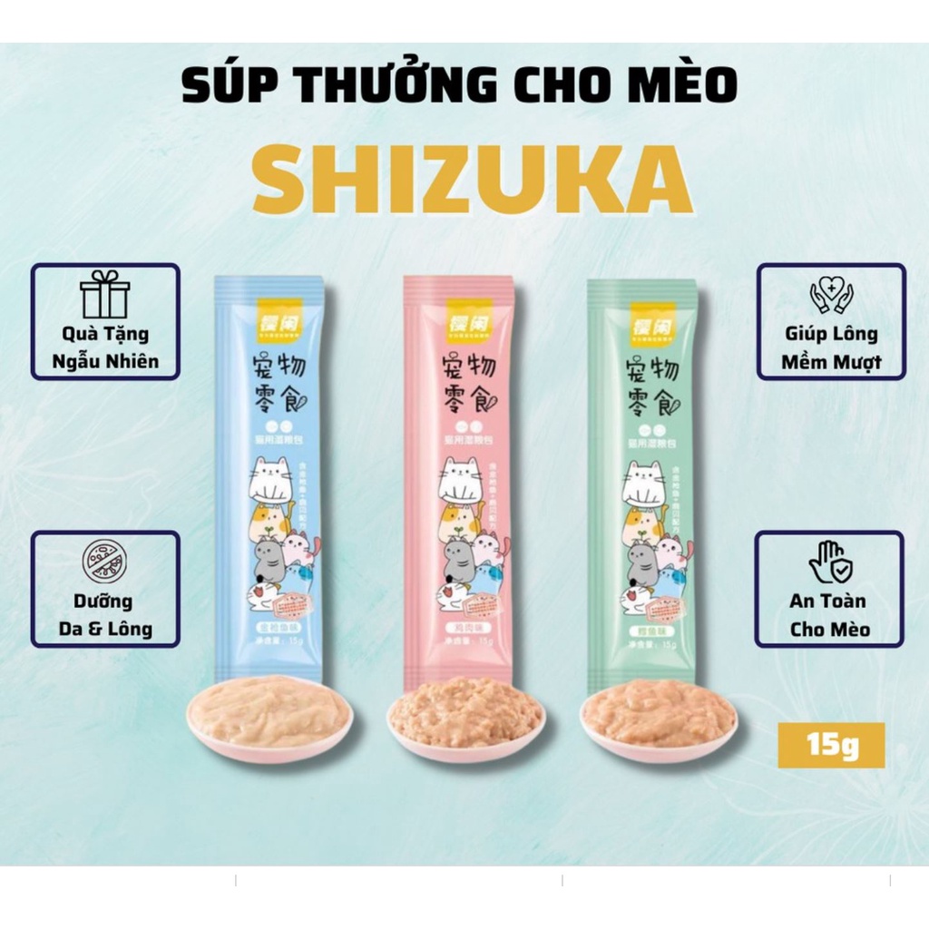 Súp Thưởng Cho Mèo Shizuka date mới, Soup thưởng cho mèo Thanh 15 Gram Siêu Ngon - Nà Ní Pet Shop
