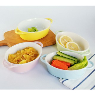 Bát sứ ăn dặm hình Elip 2 tai - Nhiều màu