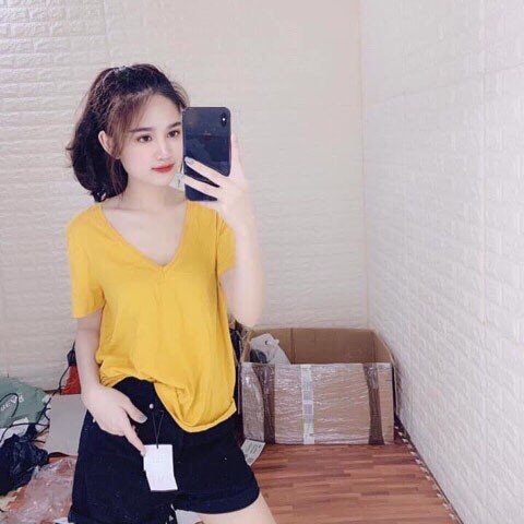 Áo Thun Nữ Cổ Tim Nhiều Màu
