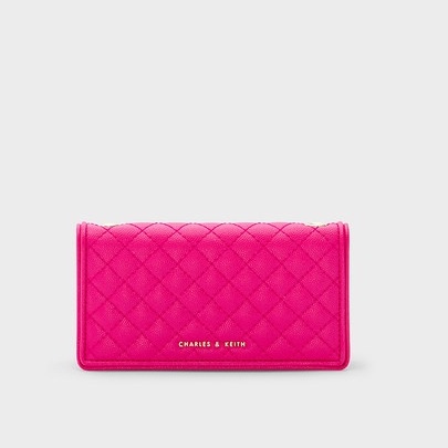 Ví nữ cầm tay trần trám Ví CHARLES＆KEITH Quilted Pouch hàng hiệu cao cấp Ví dài CNK0