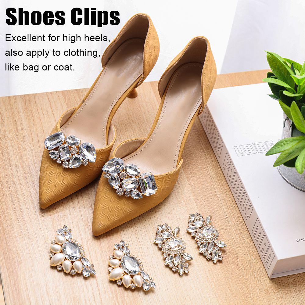 1 Cặp (2 Chiếc) Trâm Cài Áo Hình Đôi Giày Có Đính Đá Cho Cô Dâu