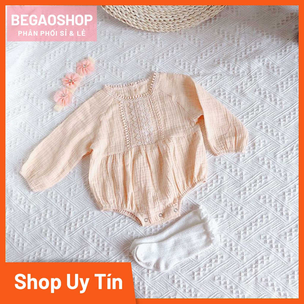 Set body sơ sinh cho bé BabyGao 3 chi tiết vớ + áo body + băng đô cho bé gái cực đáng yêu