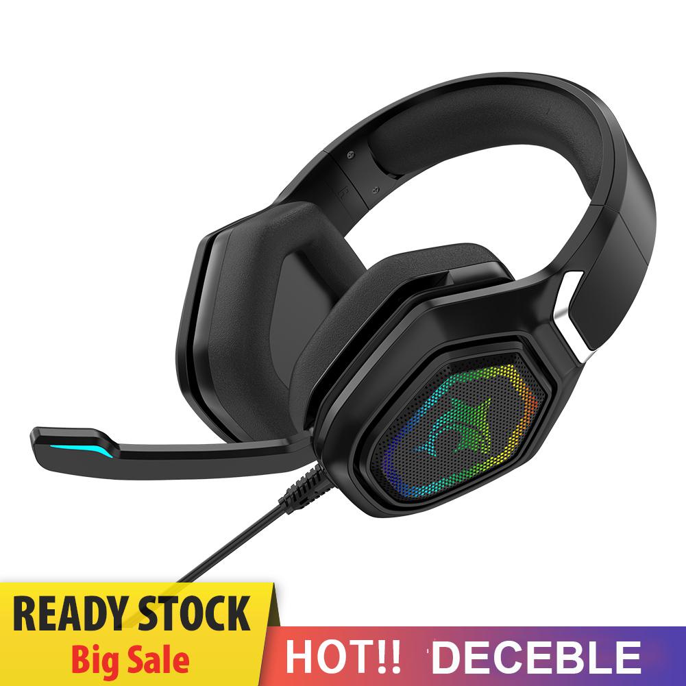 deceble F3 Gaming Gamer Headphone 3.5mm RGB Light Wired PC Headset with Microphone