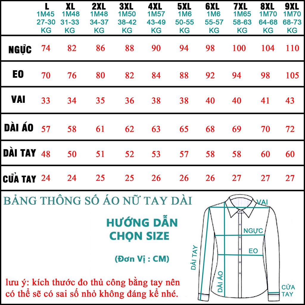 Áo sơ mi trắng nữ tay dài học sinh, văn phòng, vải KT silk, size từ 27-73kg