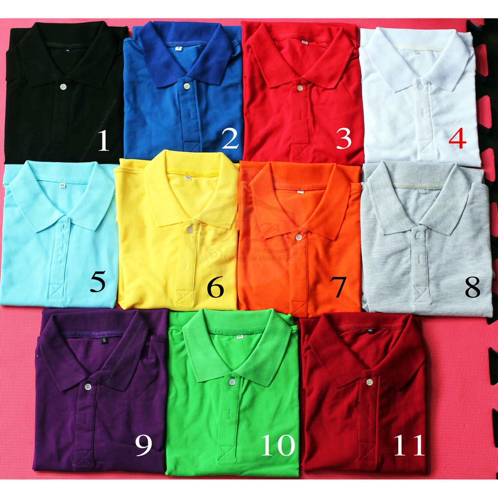 Áo thun Nam Polo cổ bẻ trơn đủ màu cotton 100% mát thoáng size XL (60kg -70kg) giá sỉ tại xưởng