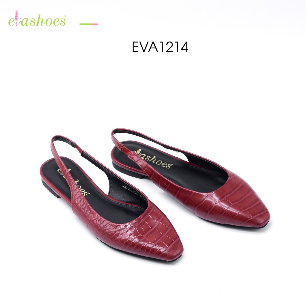 . Giày Hở Gót Mũi Vuông Vân Da Cá Sấu 1cm Evashoes – EVA1214 ;.