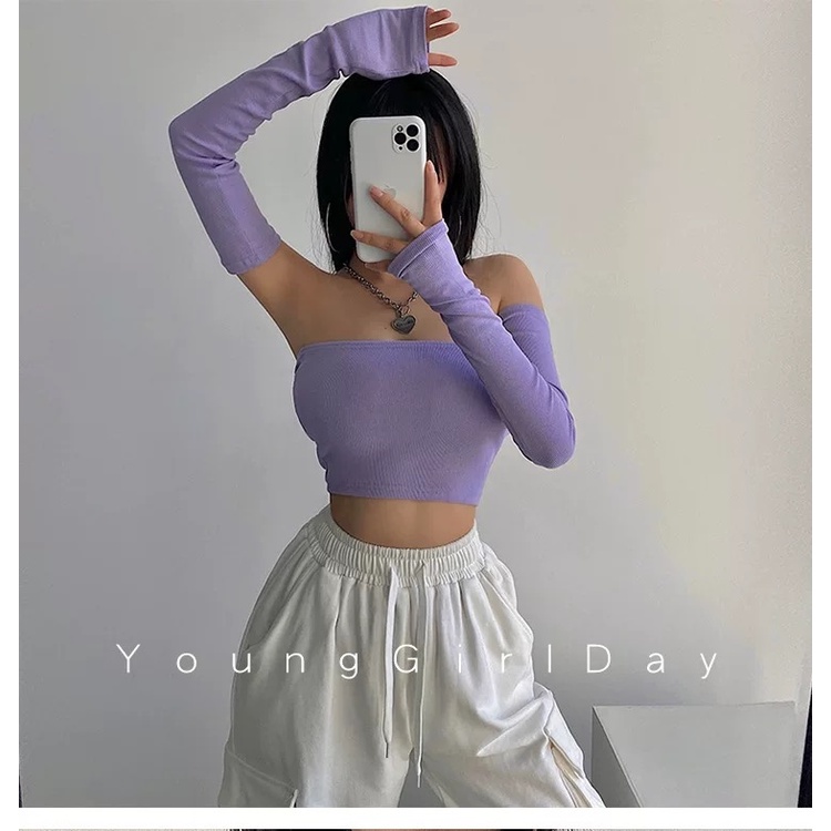 MS544 Áo quây dài tay, áo kiểu quây croptop tay rời PhuLinhShop