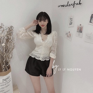 Áo ren cổ V dài tay ( ib hoặc note chọn size )