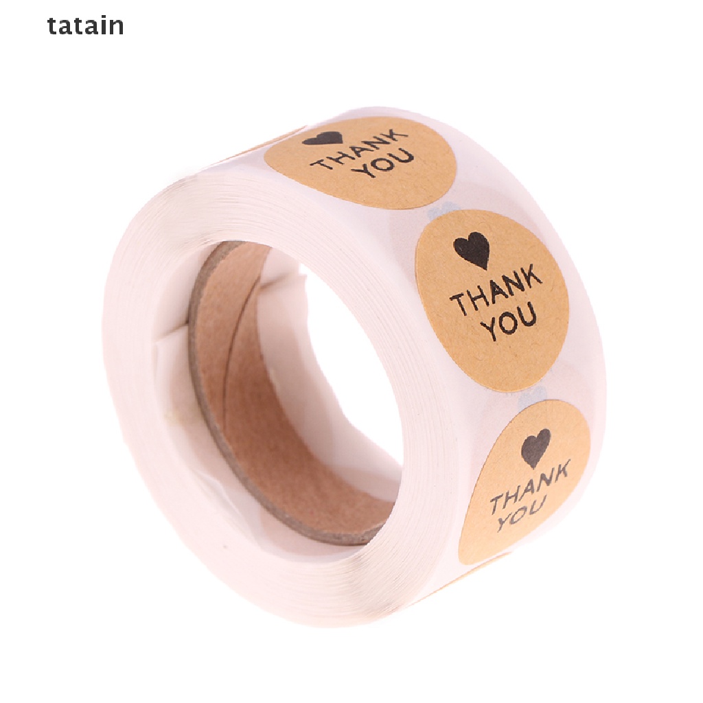 Set 500 nhãn dán họa tiết chữ thank you và trái tim để trang trí sổ tay thủ công CVX
