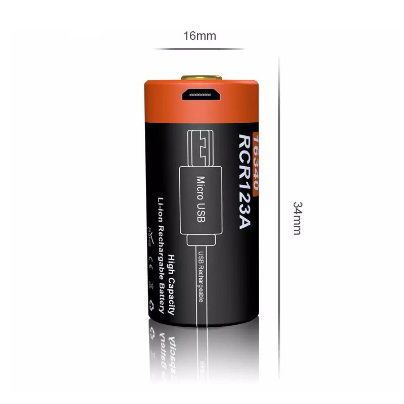 Bộ Pin Sạc Lithium 16340 650mAh 3.7V cao cấp