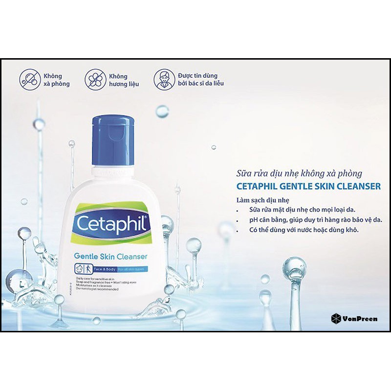 Sữa Rửa Mặt Cetaphil Gentle Skin Cleanser 59ml, 125ml, 250ml, 500ml Dịu Nhẹ Không Xà Phòng Chính Hãng