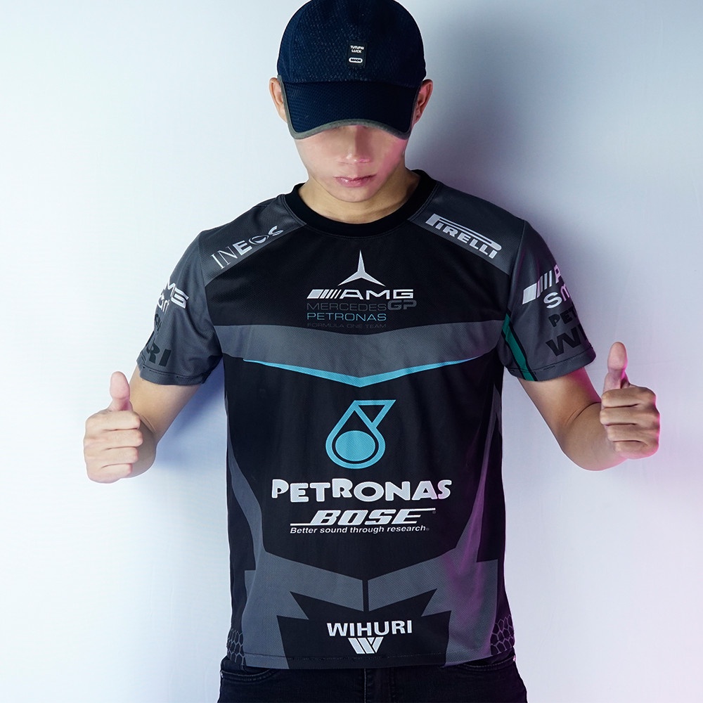 Áo thun nam ngắn tay không cổ in nhiệt tem xám