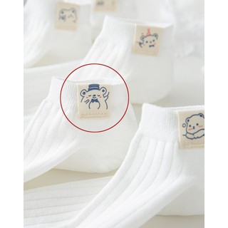 Tất nữ cổ ngắn, Tất gấu cổ ngắn màu trắng gân dọc chất dày dặn co dãn tốt - T064 Girl_Friday