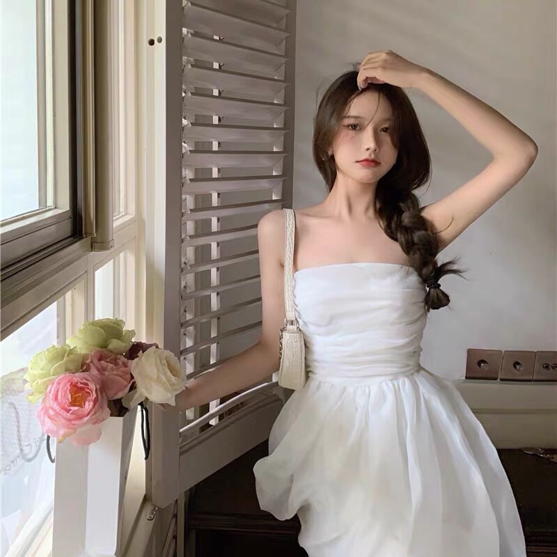 (Order)(Ảnh thật)(Váy trắng cúp ngực bồng bềnh công chúa)