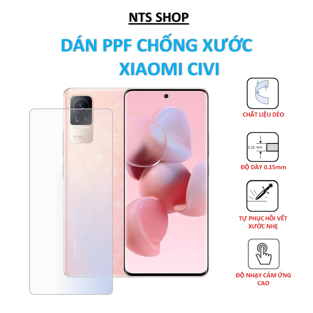 Dán PPF chống xước màn hình, mặt sau, camera Xiaomi CIVI