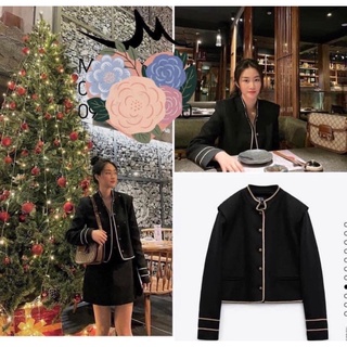 <CÓ SĂNX> ÁO KHOÁC KHUY ĐỒNG VIỀN VÀNG ZARA AUTHENTIC TUỒN STORE