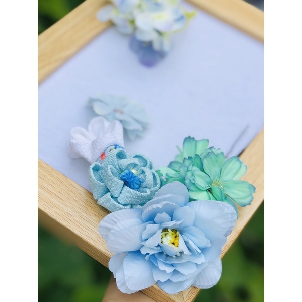 Trâm cài tóc Kanzashi màu xanh dương- trâm cài cổ trang