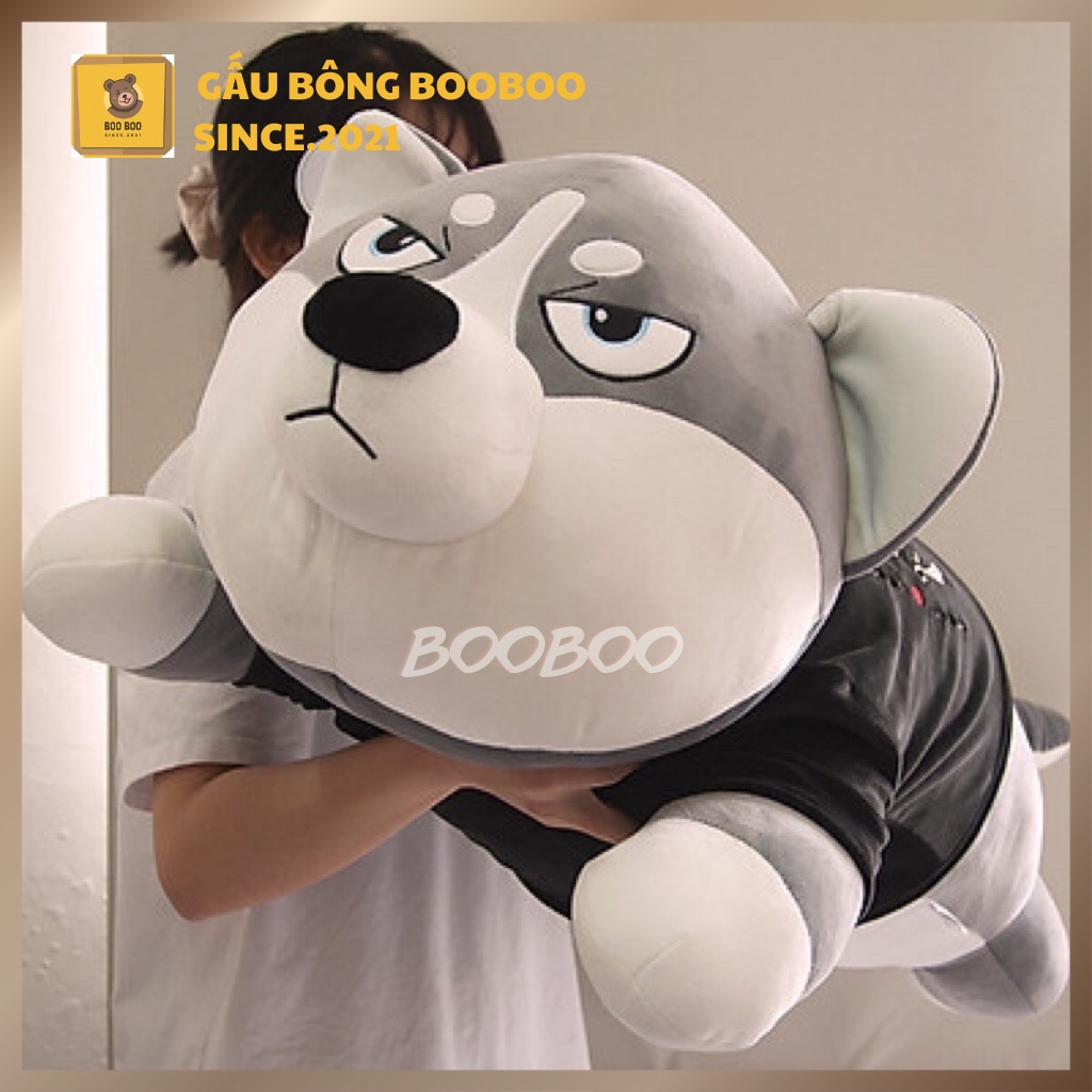 Gấu Bông Chó Husky Mặt Ngáo Size 1m5 Siêu To Khổng Lồ, Thú Nhồi Bông Husky Ngầu Cao Cấp BooBoo
