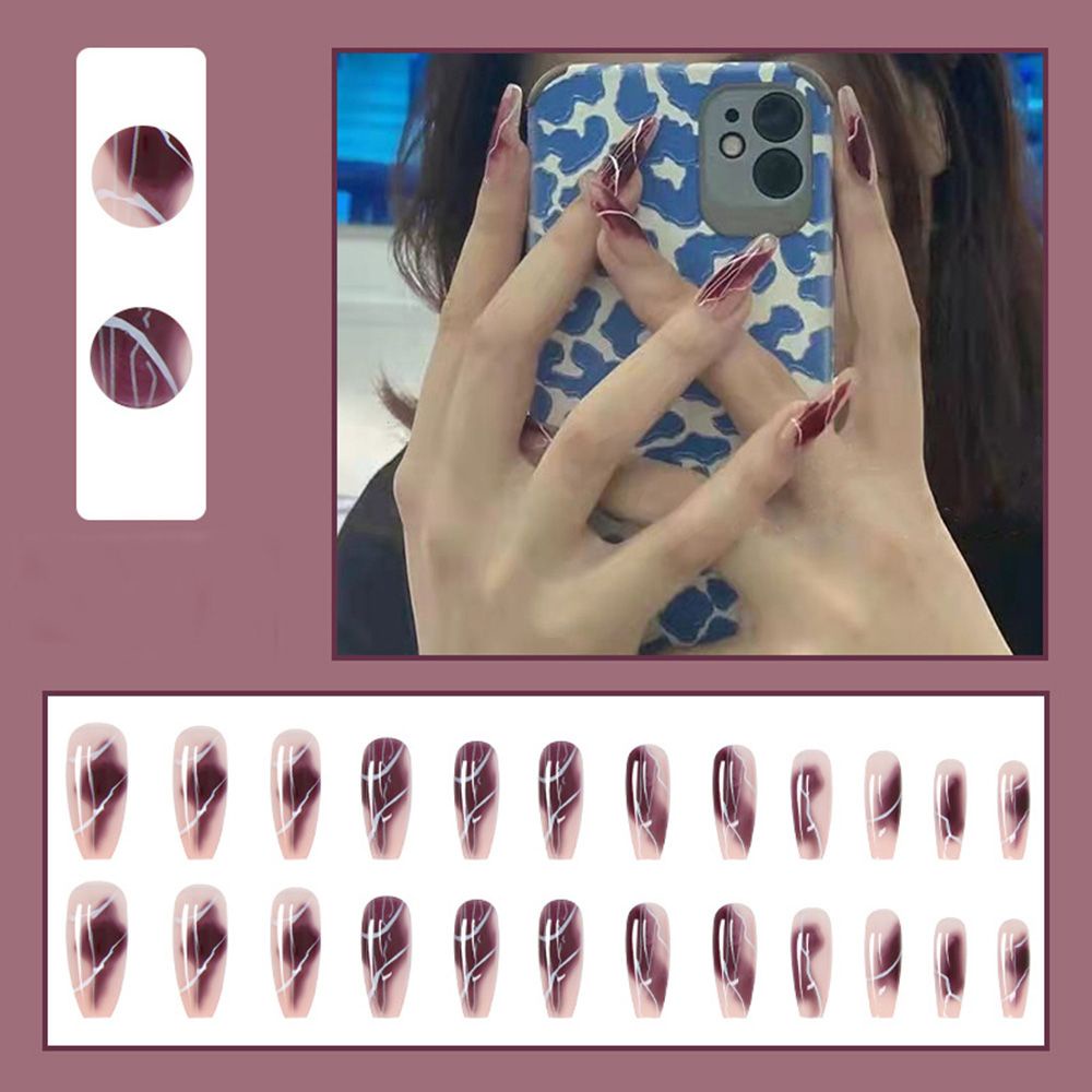 [Hàng mới về] Hộp 24 móng tay giả có thể tháo rời phong cách pháp kèm keo dán