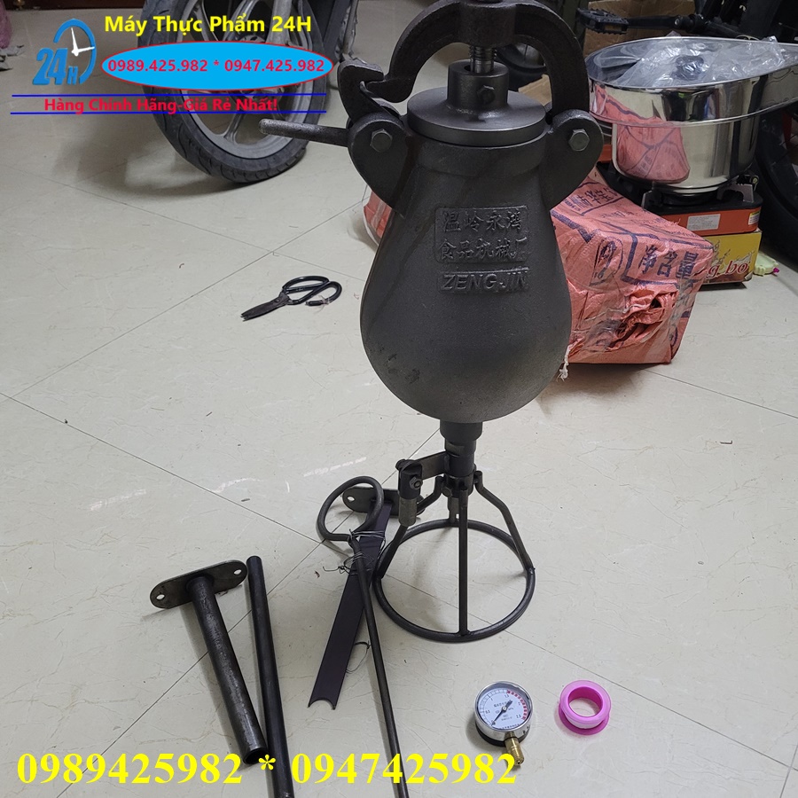 Đầu nổ gạo nung lửa loại 3kg quay tay bằng gang đúc nhập khẩu