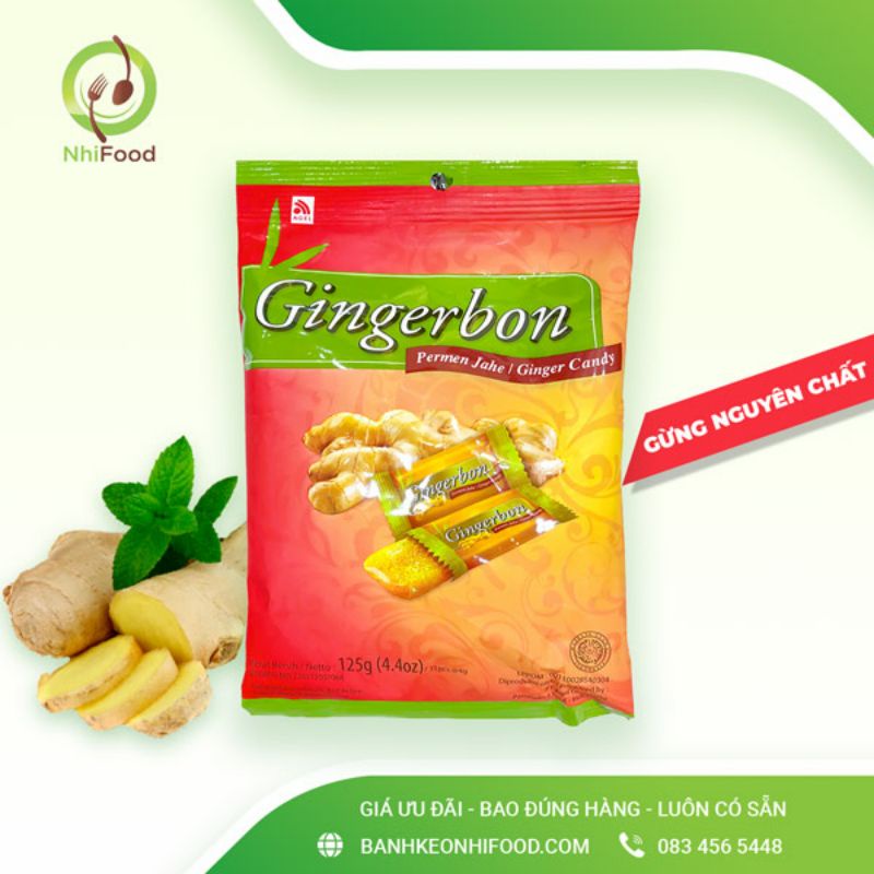 Kẹo Gừng Dẻo Gingerbon Bịch 125g Gồm 31 Viên