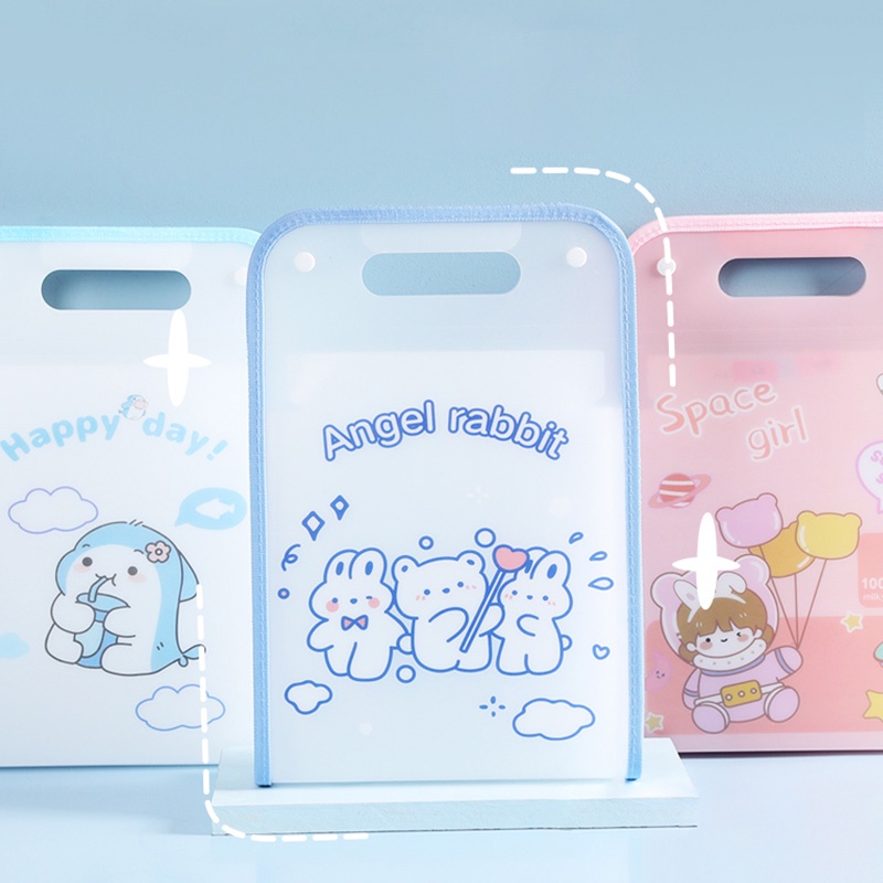 Túi Đựng Tài Liệu 13 Ngăn Dạng Đứng Chống Thấm Nước Sức Chứa Lớn Họa Tiết Hoạt Hình