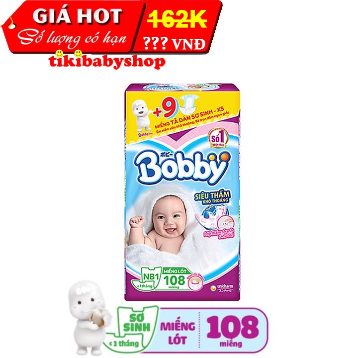 Miếng lót sơ sinh Bobby Newborn 1-108 miếng