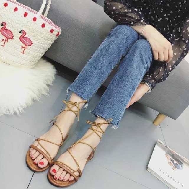 [Sẵn từ 35 - 39] Giày sandal chiến binh cột dây xỏ ngón hàng chính hãng FULLBOX D01