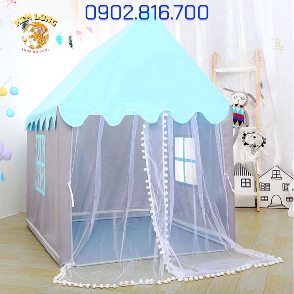 Lều công chúa có rèm chống muỗi hình lâu đài màu hồng màu xanh phong cách Hàn Quốc cho bé gái và bé trai