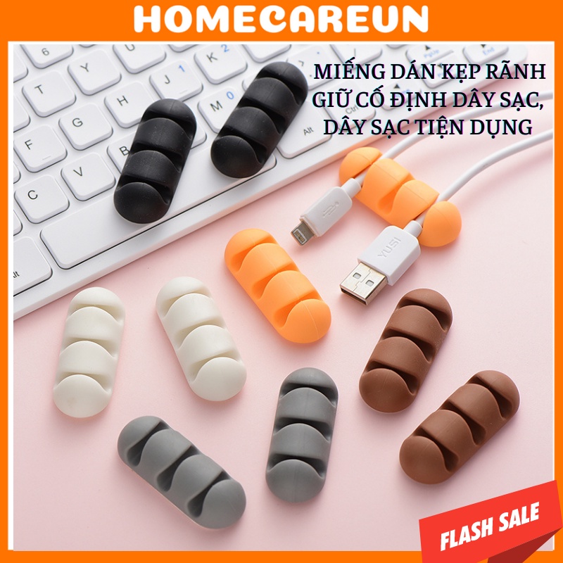 Combo 3 miếng dán kẹp rãnh giữ cố định dây sạc, dây sạc tiện dụng