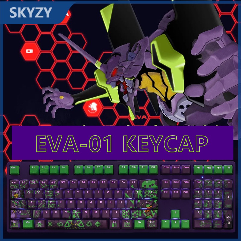 EVA-01 Keycaps Cherry Profile EVANGELION Anime PBT DYE SUB Bàn phím cơ học Keycap
