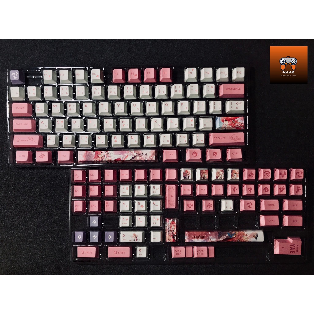 Keycap song ngữ anh nhật Yae Miko PBT dày 136 phím genshin impact in dyesub 5 mặt anime layout keycaps