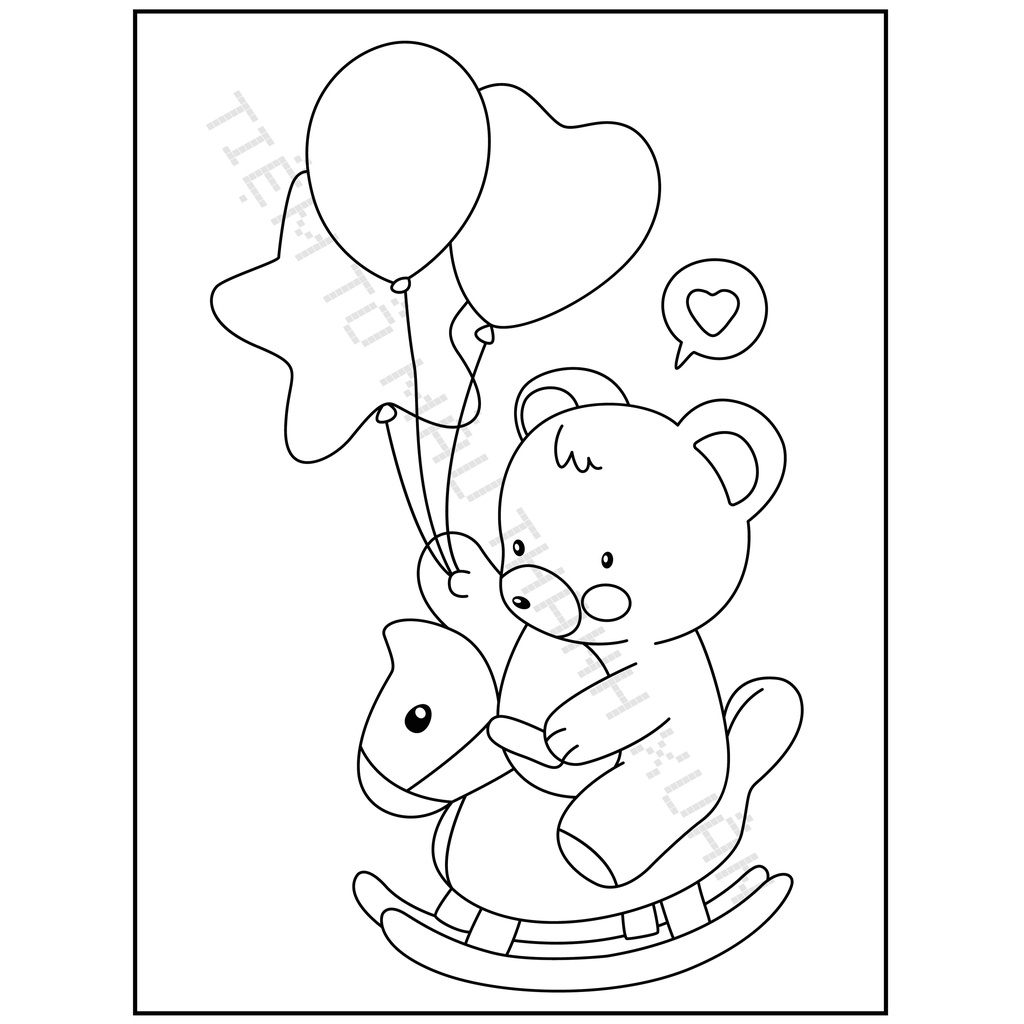 Set 10 Tờ Tranh Tô Màu Hình Gấu Cute Cho Bé Tô Màu Sáp, Màu Chì - Tiệm Tô Màu Thanh Xuân