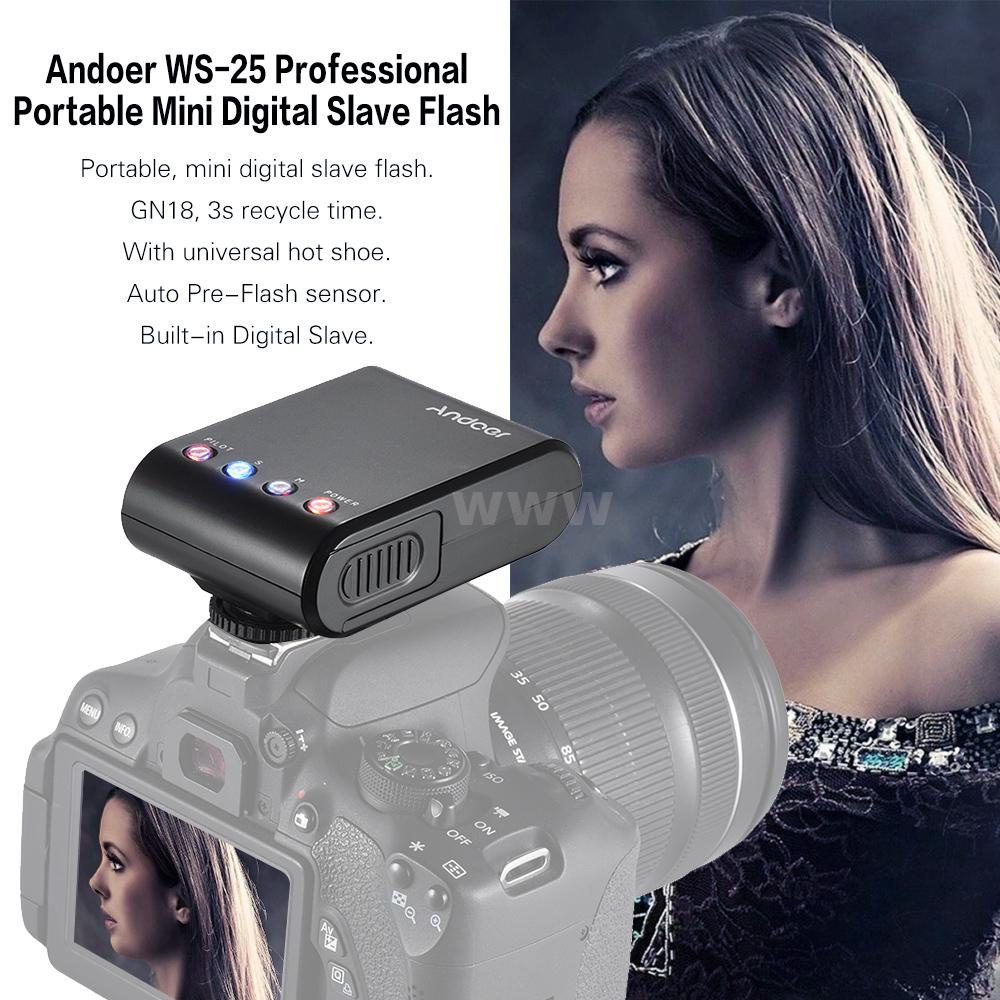 Đèn Flash Andoer Ws-25 Mini Chuyên Nghiệp Cho Máy Ảnh Canon Nikon Pentax Sony A7 Nex6 Hx509