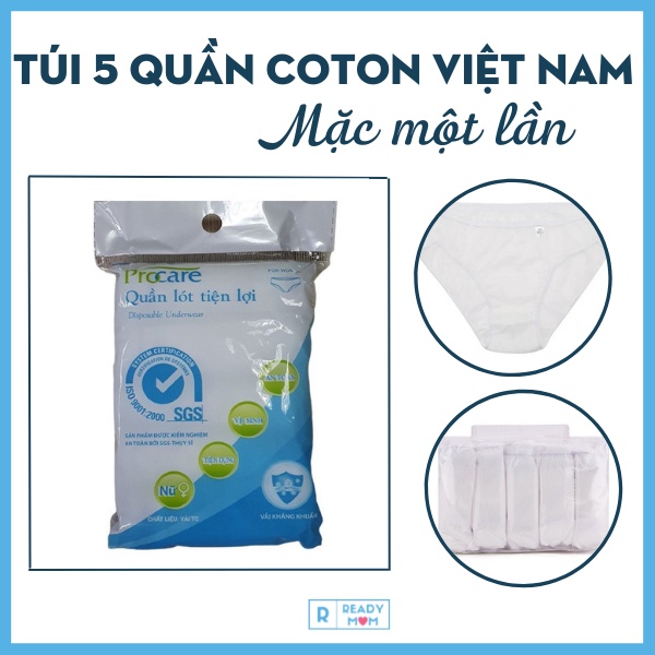 Quần Lót Giấy Cotton PROCARE |1 Túi 5 chiếc | Dùng 1 Lần | Đáy Quần 2 Lớp | Dùng Khi Đi Du Lịch| Mẹ Bầu Đi Sinh| Q10