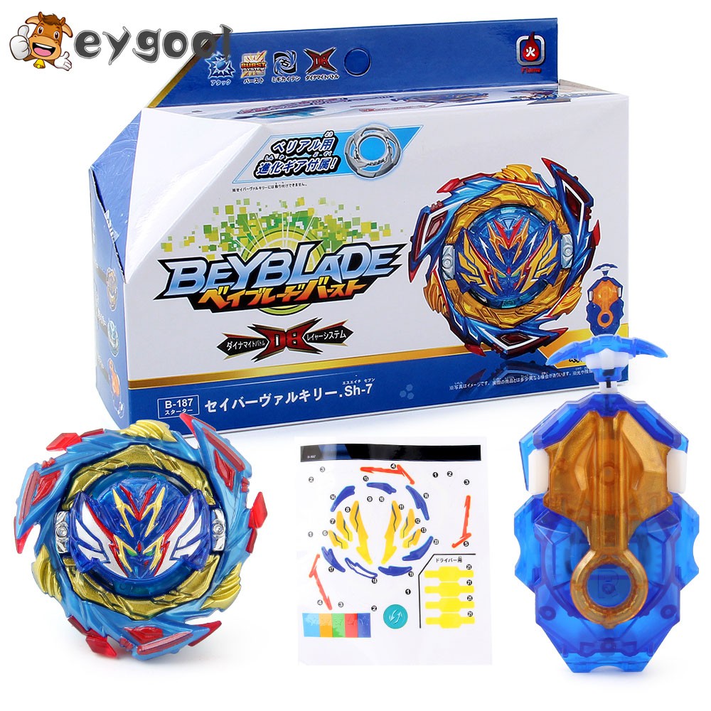 Set đồ chơi con xoay thần tốc Beyblade Burst B187 Savior Valkyrie Sh-7 B-187 + bệ phóng LR xanh lam B184