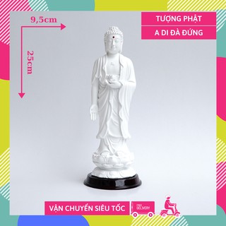 Tượng Phật A Di Đà đứng trắng ngà - Cao 25cm