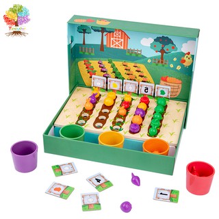Đồ chơi nhận biết trái cây và rau quả Treeyear giáo dục phân loại màu bằng gỗ làm quà tặng cho bé