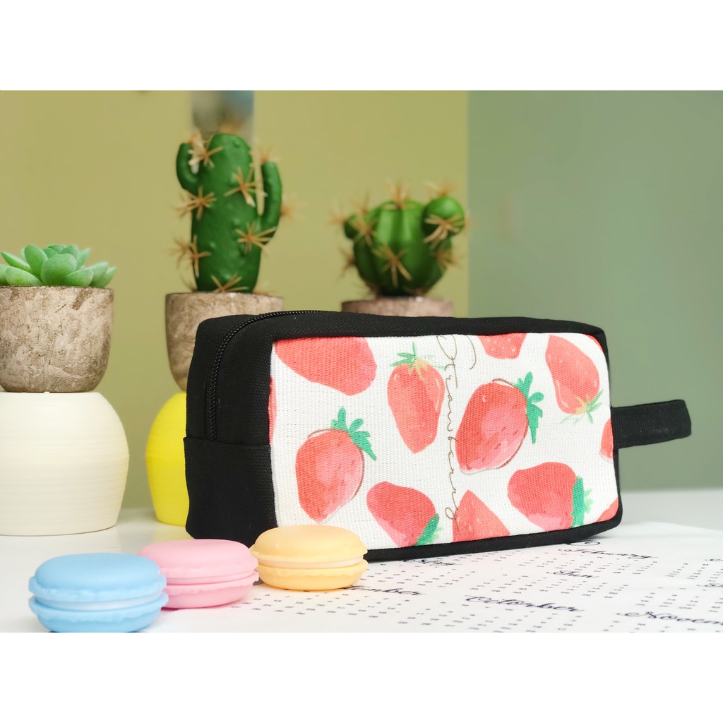 Bóp Viết Vải Canvas Dâu