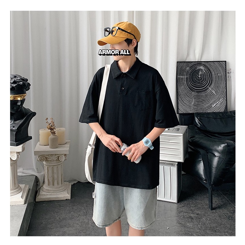 Áo thun nam unisex tay lỡ trơn màu đen trắng, áo phông cotton form rộng thời trang cao cấp