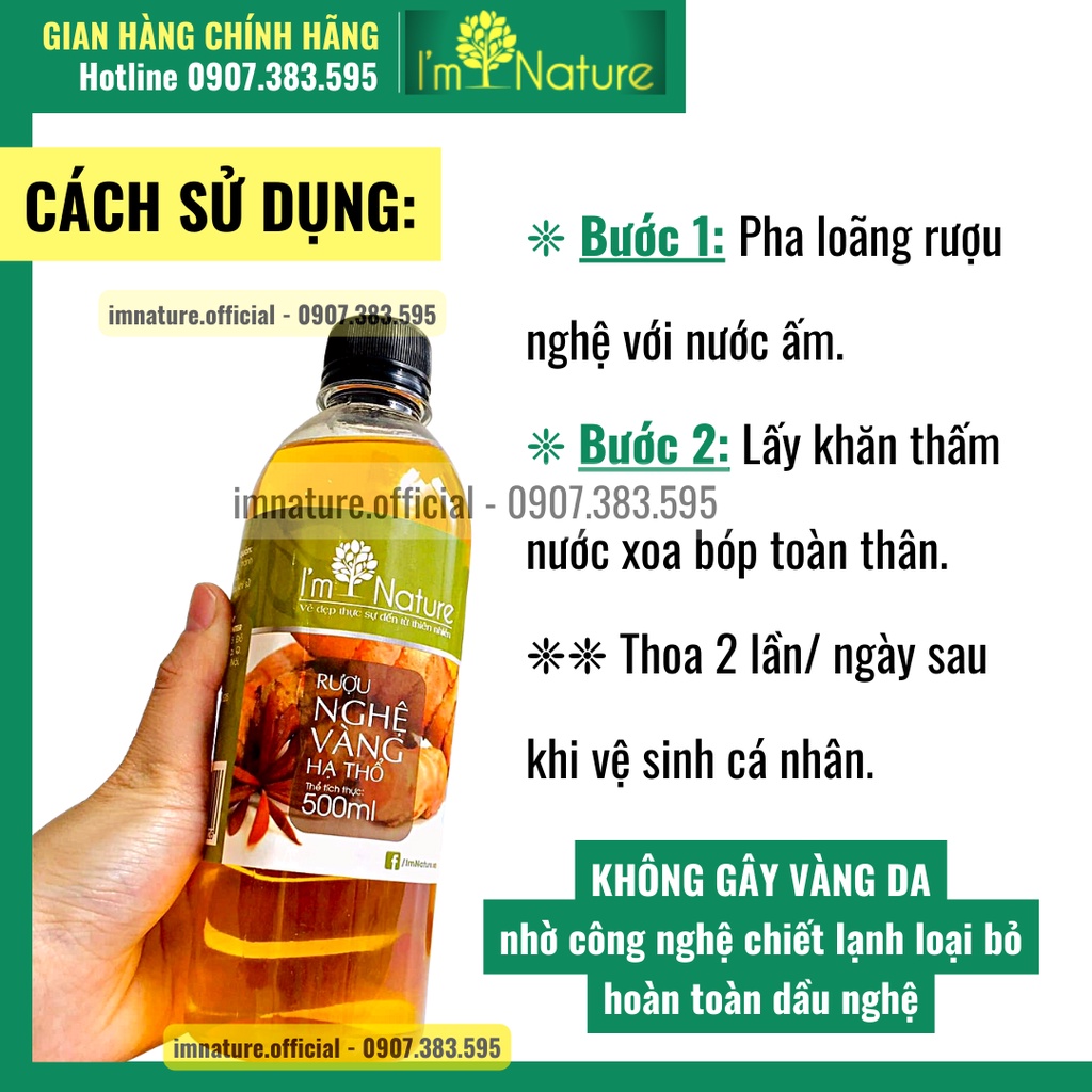 Rượu Nghệ Vàng Hạ Thổ I'm Nature Làm Mờ Thâm Rạn - Sáng Da - Se Khít Chân Lông (500ml)