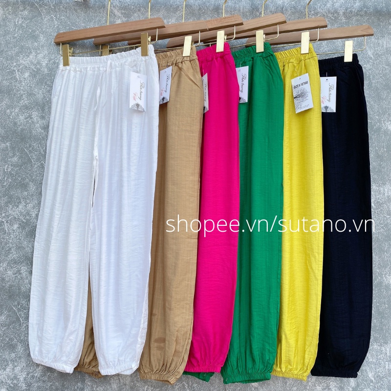 quần đũi dài nữ bom cạp chun co giãn dáng baggy mặc mát Q222 SUTANO