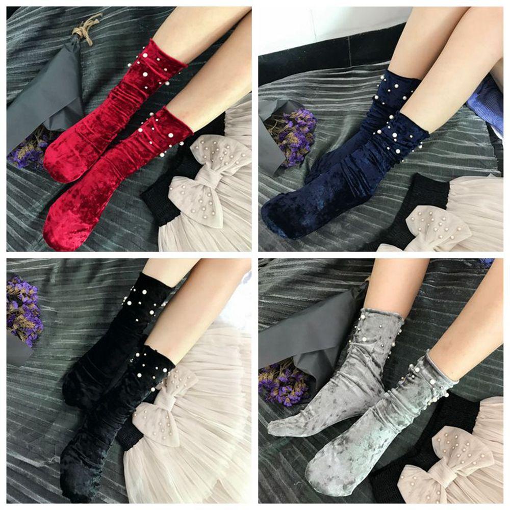 OKDEALS Tất Nhung Mềm Mại Phong Cách Vintage Thời Trang Cho Nữ