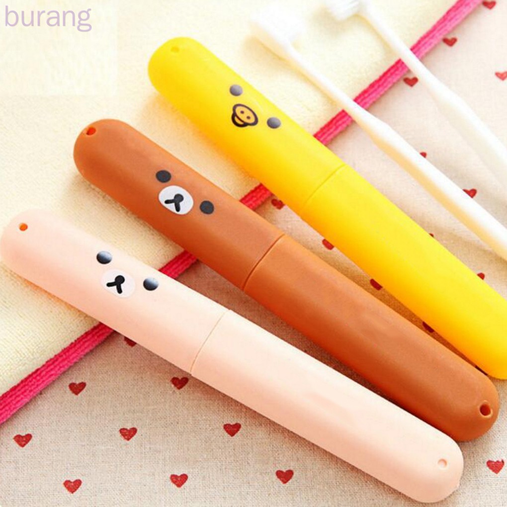 Set 2 Hộp Đựng Bàn Chải Đánh Răng Hình Gấu Dễ Thương Tiện Dụng