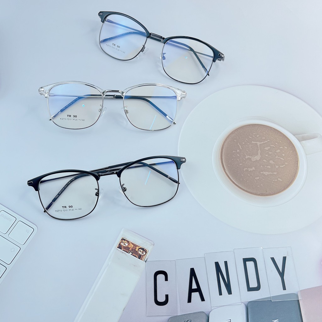 Gọng kính cận vuông kim loại 2713 – Tiệm kính Candy